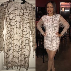Freyana Rose Gold Sequin Long Sleeve Mini Dress